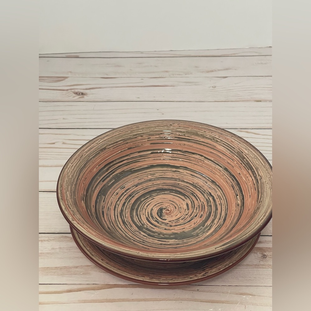 Vancasso Albero Bowl & Salad/Dessert Plate Pinkish Brown Stoneware Dinnerware